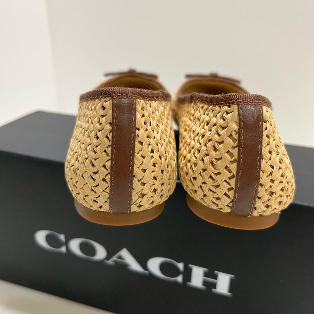 Coach Tan and Brown Flats with Classic Bow Detail - Picture 4 of 10